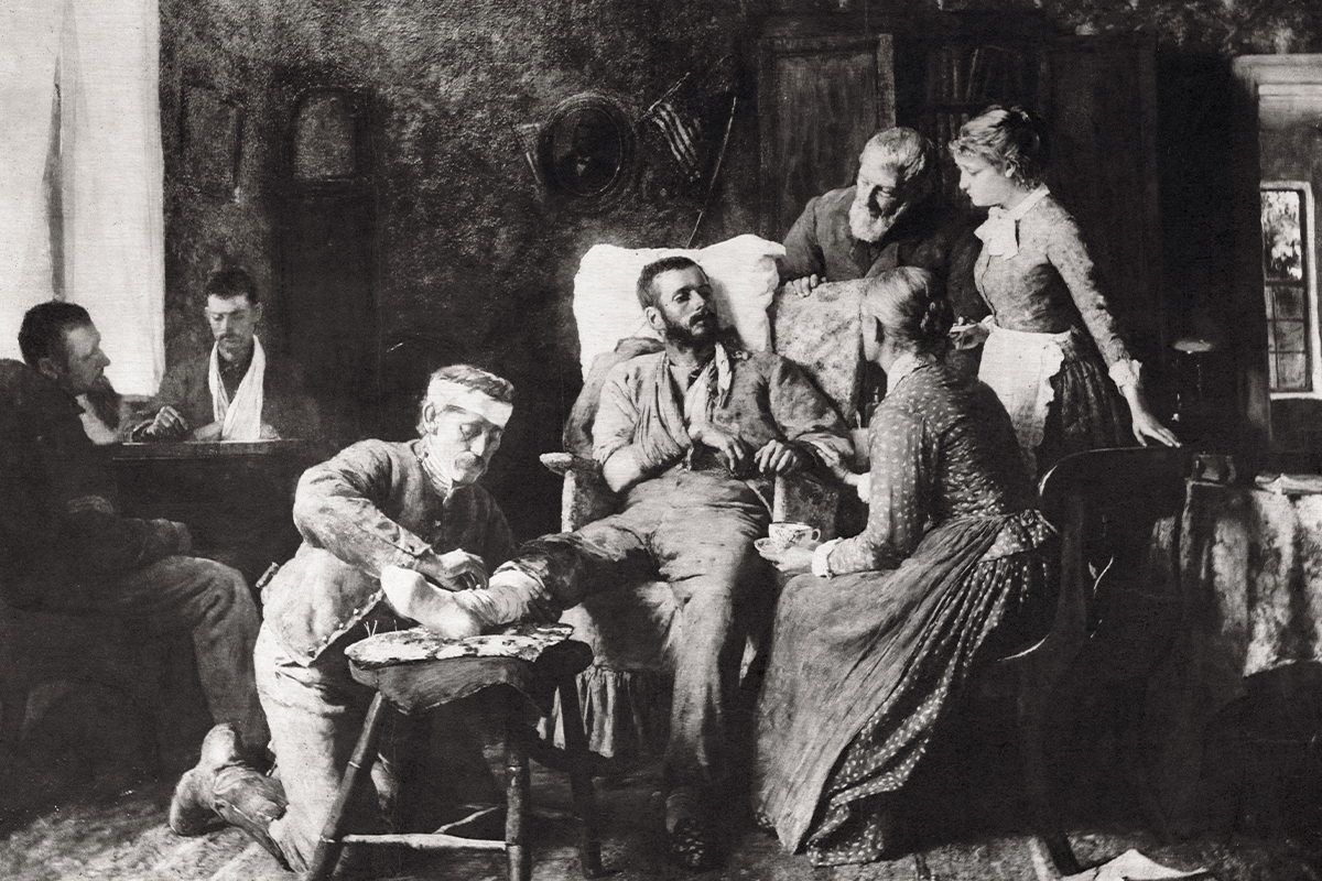 Imagery of primitive wound healing as compared with treatment for chronic wounds in Los Angeles in the present.